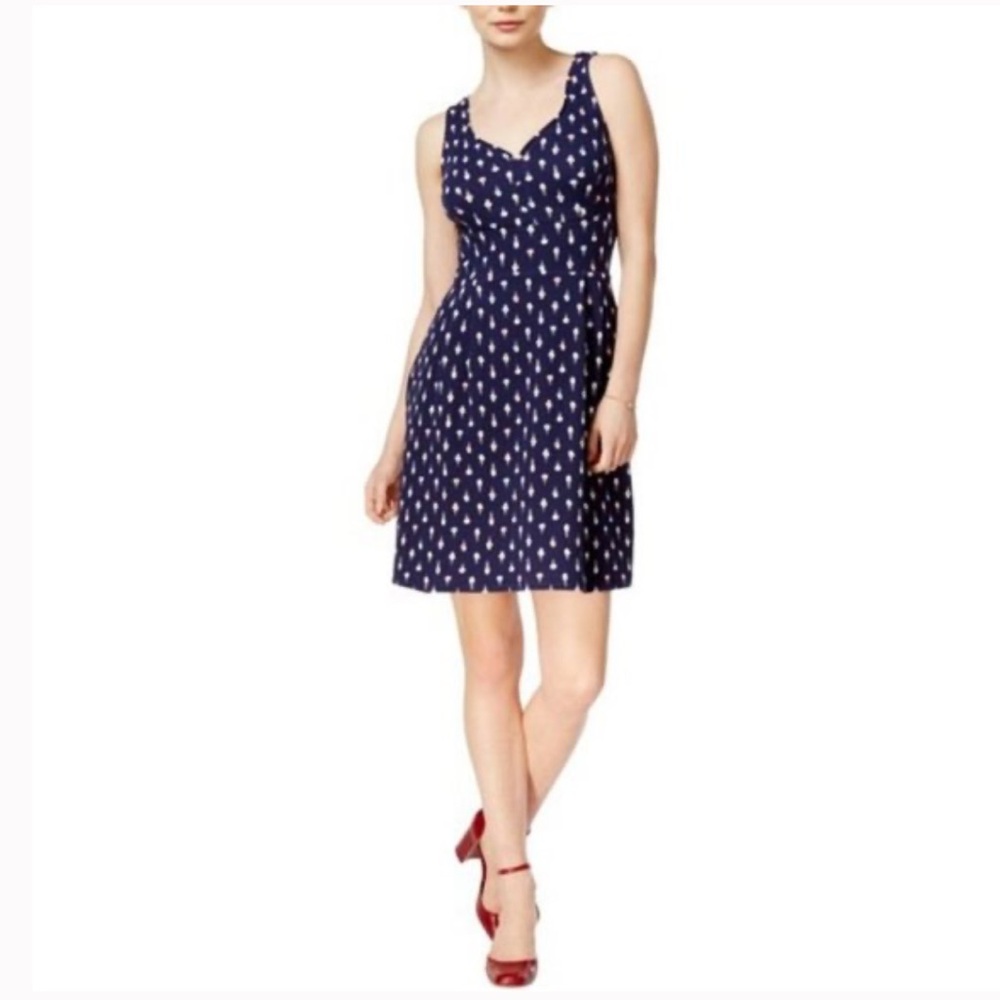 Maison Jules fit and flare Navy Ice Cream Print Dress - size XXS